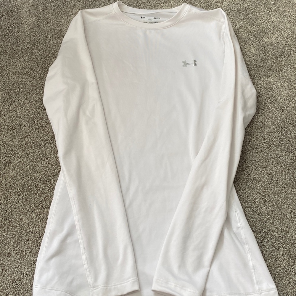 Under armour fitted white long sleeve shirt